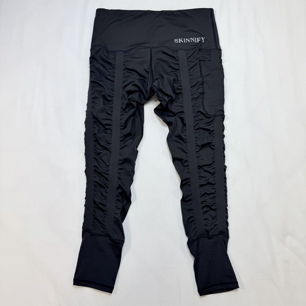 Skinnify 6 Band Resistance Leggings Size XL Black Compression Gym Activewear